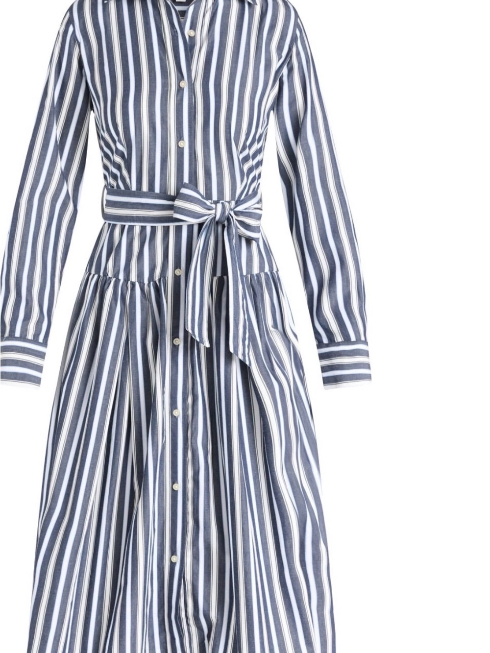 Free Assembly Women’s Blue and White Striped Long-Sleeve Shirt Dress